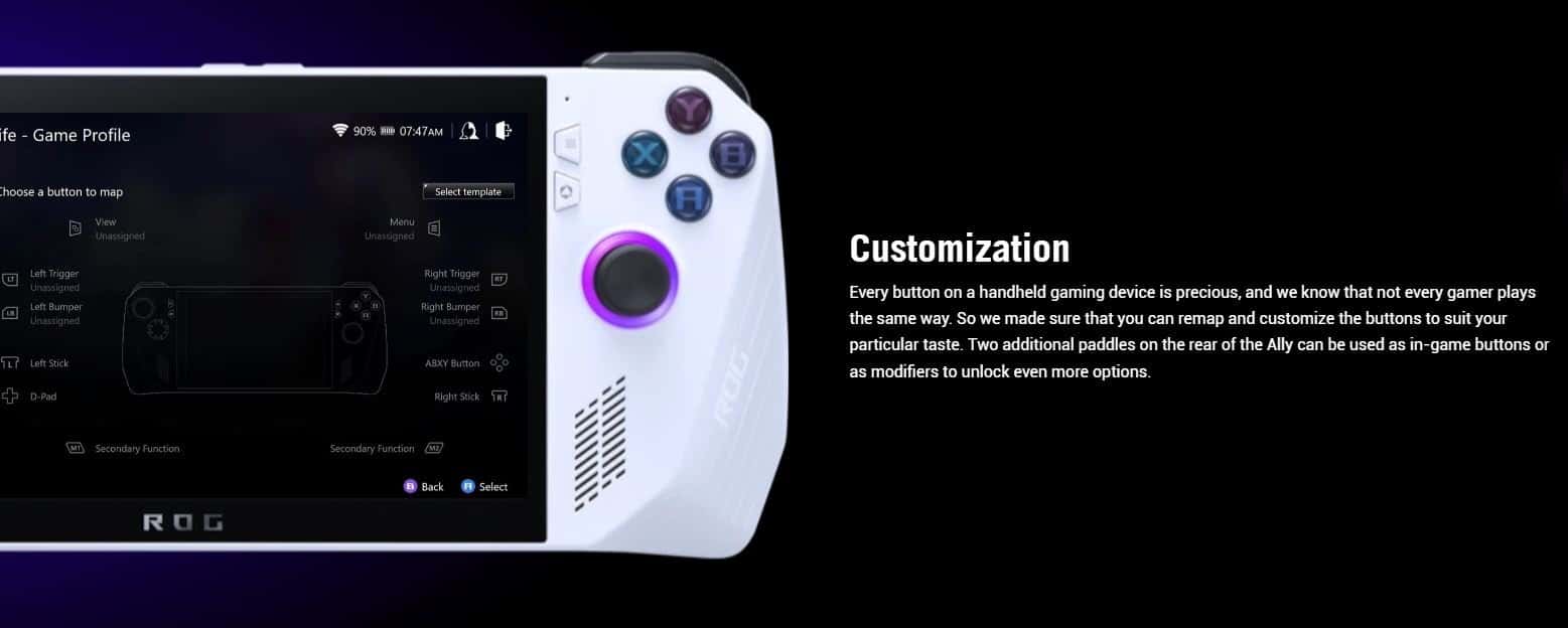 جهاز العاب محمول وحدة تحكم بنظام ويندوز اسوس روج آلي 7 بوصة 120 هرتز Asus ROG Ally Gaming Handheld