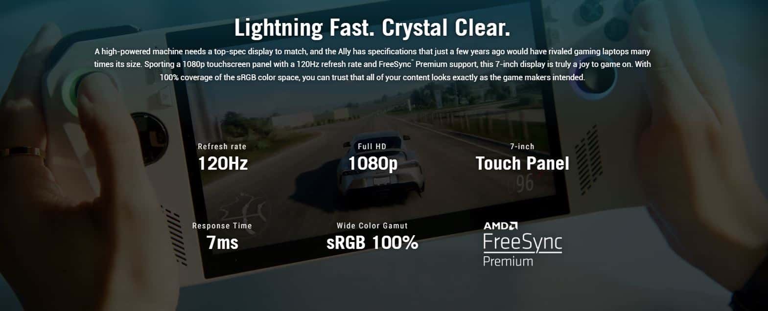 جهاز العاب محمول وحدة تحكم بنظام ويندوز اسوس روج آلي 7 بوصة 120 هرتز Asus ROG Ally Gaming Handheld