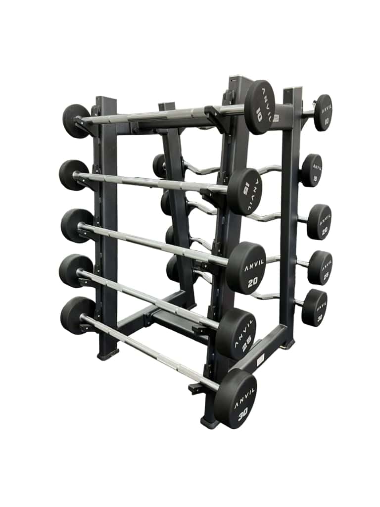 مجموعة بار حديد مستقيم ومتعرج مع رف انفيل Anvil Fixed Straight & Curl Barbell Set