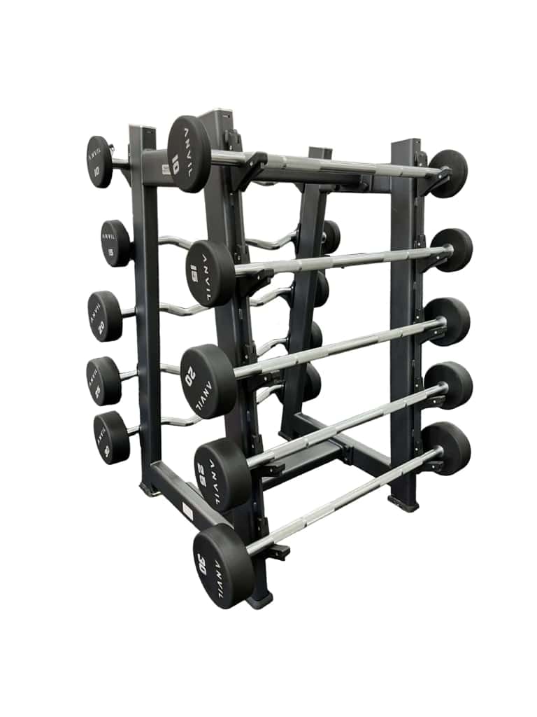 مجموعة بار حديد مستقيم ومتعرج مع رف انفيل Anvil Fixed Straight & Curl Barbell Set
