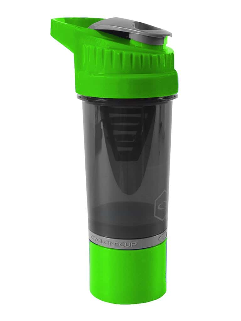شيكر بروتين بسعة 650 ملل باللون الأخضر من سايكلون كوب Cyclone Cup Protein Shaker Bottle with Compartment Color Solid-GreenVolume 650 ml
