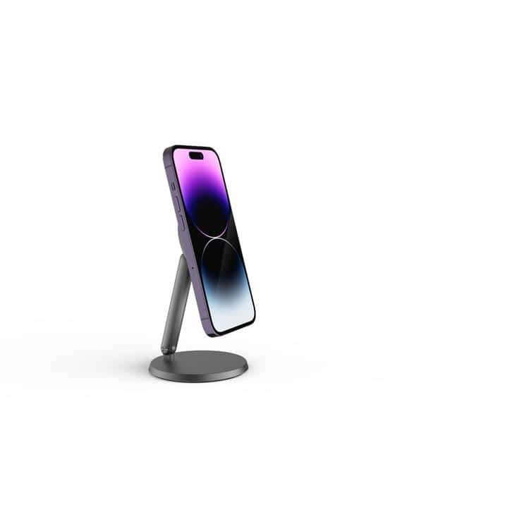 ستاند جوال لأجهزة ايفون مع قاعدة تثبيت مغناطيسية  بورولجي رمادي غامق  Powerology Desktop Acute Magsafe Phone Stand with 17*N5 Magnets Dark Grey