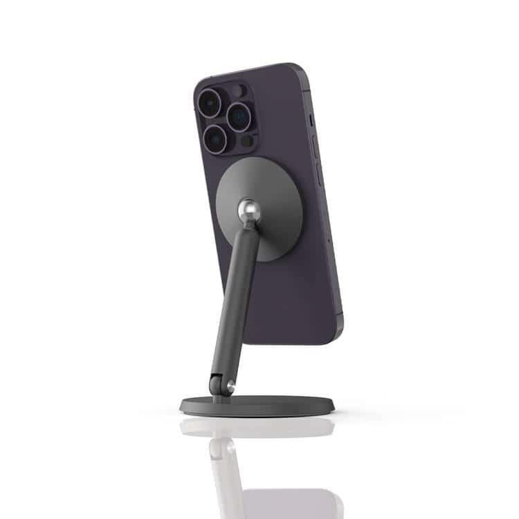 ستاند جوال لأجهزة ايفون مع قاعدة تثبيت مغناطيسية  بورولجي رمادي غامق  Powerology Desktop Acute Magsafe Phone Stand with 17*N5 Magnets Dark Grey