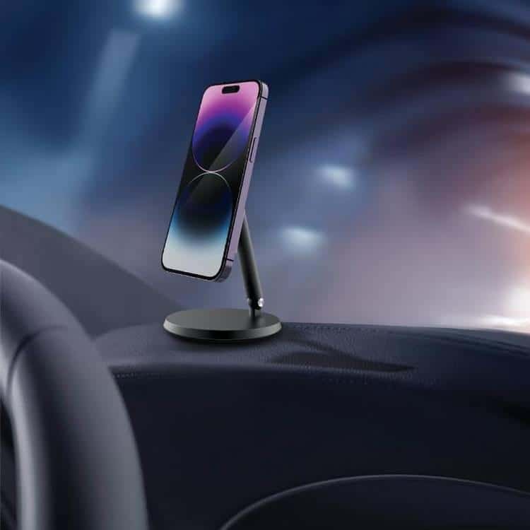 ستاند جوال لأجهزة ايفون مع قاعدة تثبيت مغناطيسية  بورولجي رمادي غامق  Powerology Desktop Acute Magsafe Phone Stand with 17*N5 Magnets Dark Grey