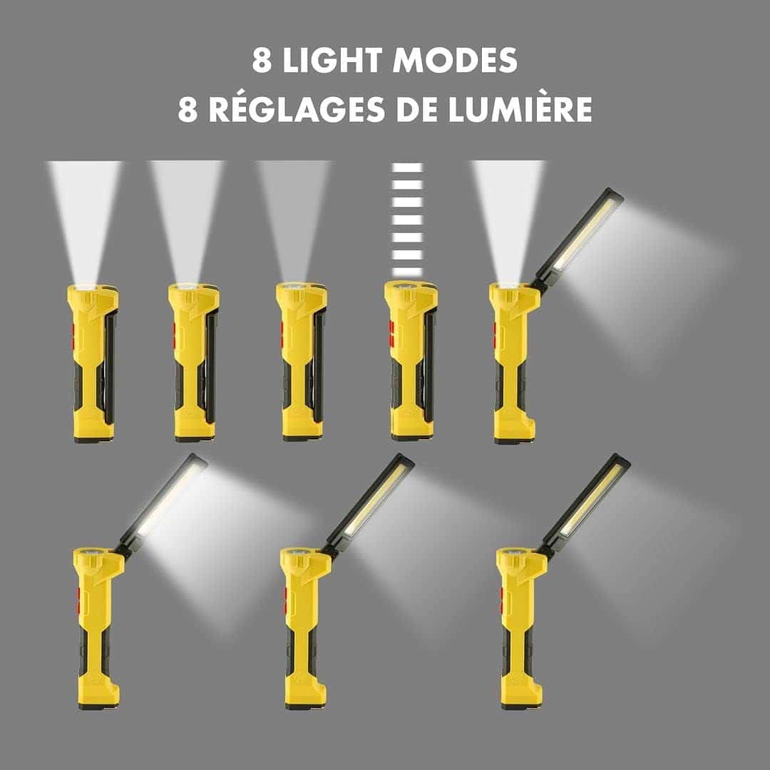 كشاف يدوي خارجي للرحلات قابل لإعادة الشحن 700 لومن مع باور بنك مدمج 5000 مللي أمبير Shell Rechargeable Work Flashlight With Power Bank