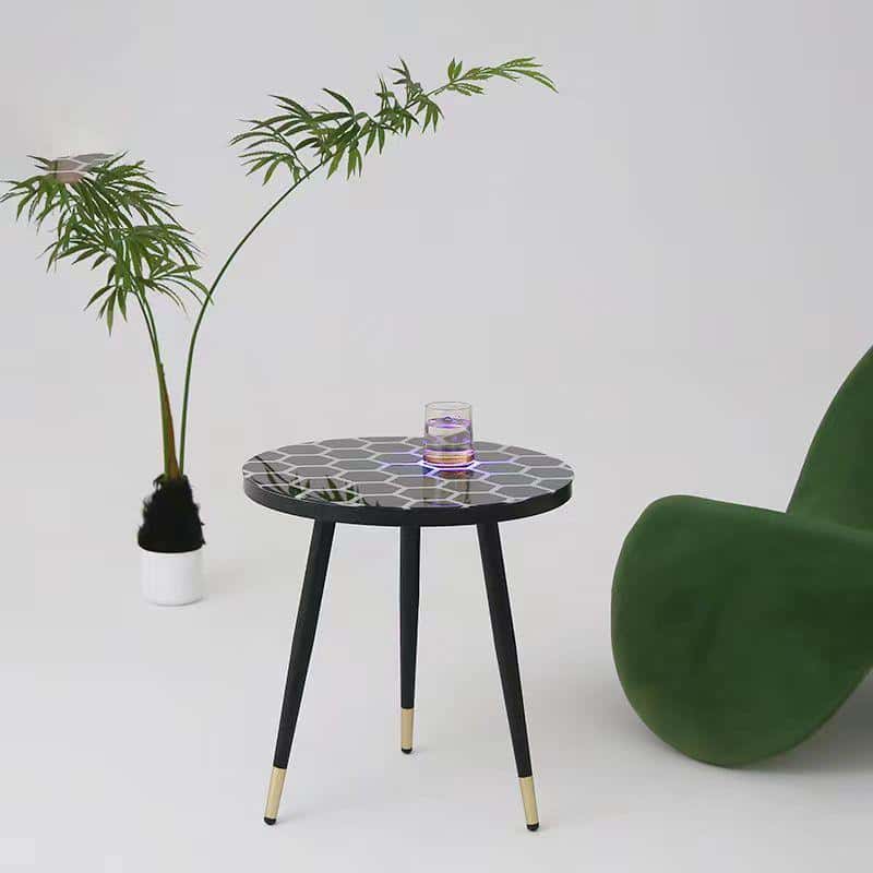 طاولة قهوة دائرية زجاجية مع إضاءة لمس Touch Sensitive Luminescent Coffee Table