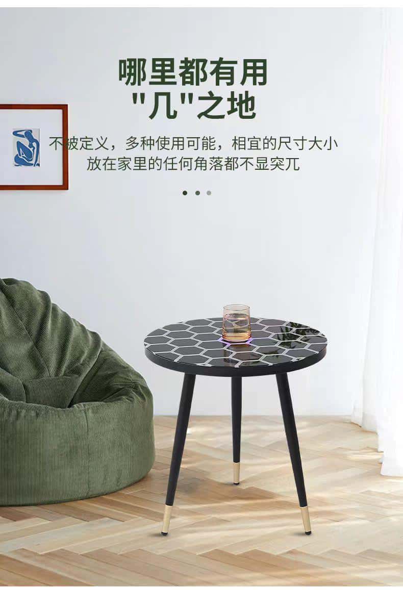 طاولة قهوة دائرية زجاجية مع إضاءة لمس Touch Sensitive Luminescent Coffee Table