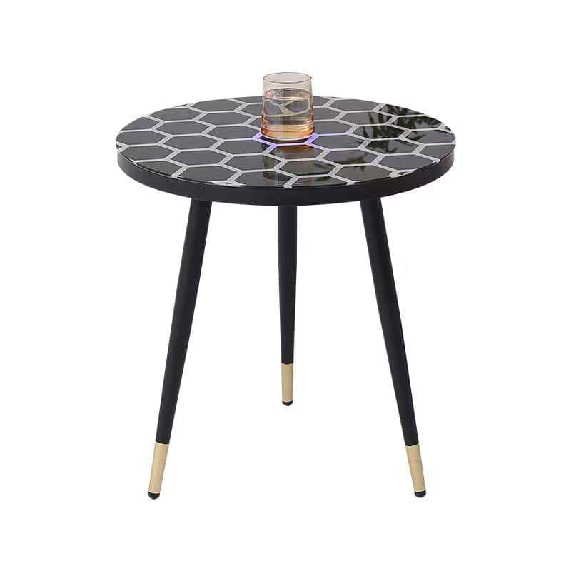 طاولة قهوة دائرية زجاجية مع إضاءة لمس Touch Sensitive Luminescent Coffee Table