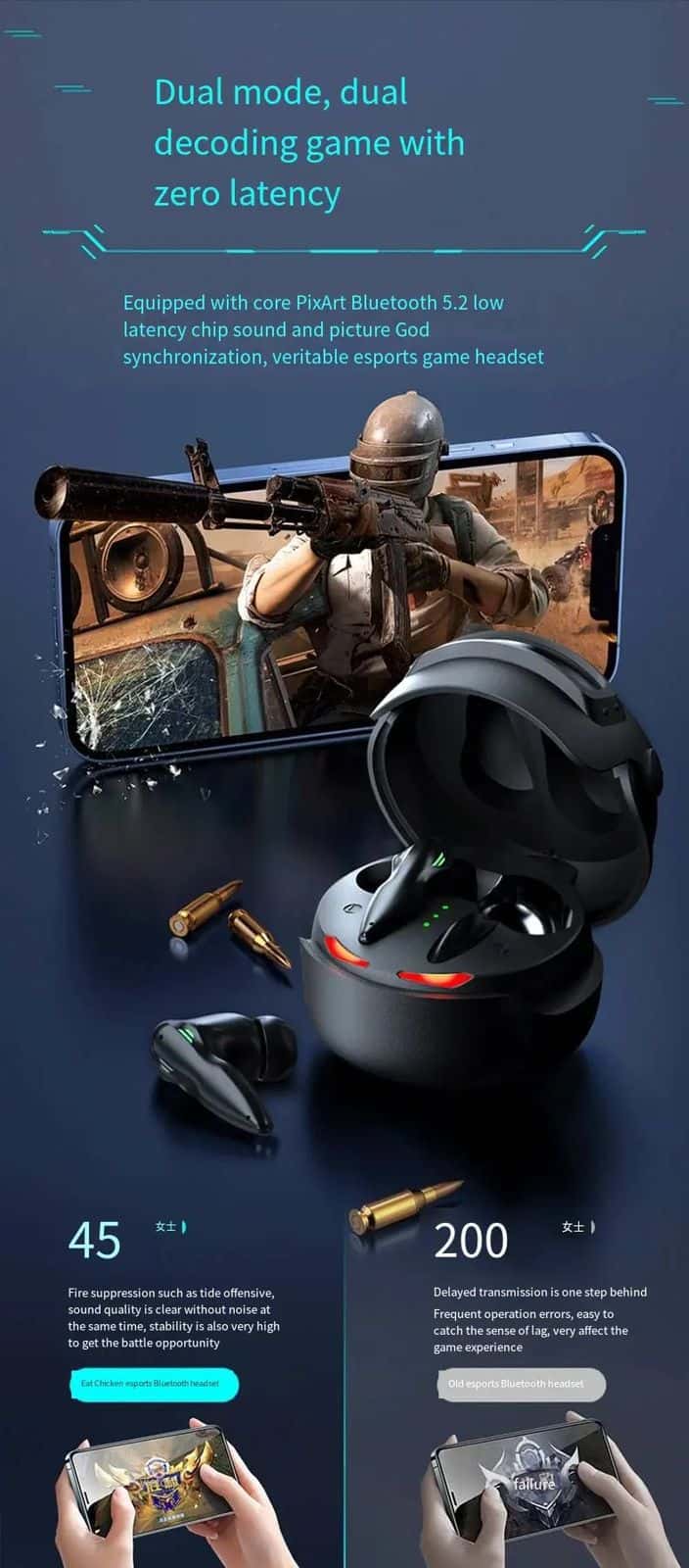 سماعة ببجي بلوتوث محيطية 300 مللي أمبير Pubg Gaming Bluetooth Headphone