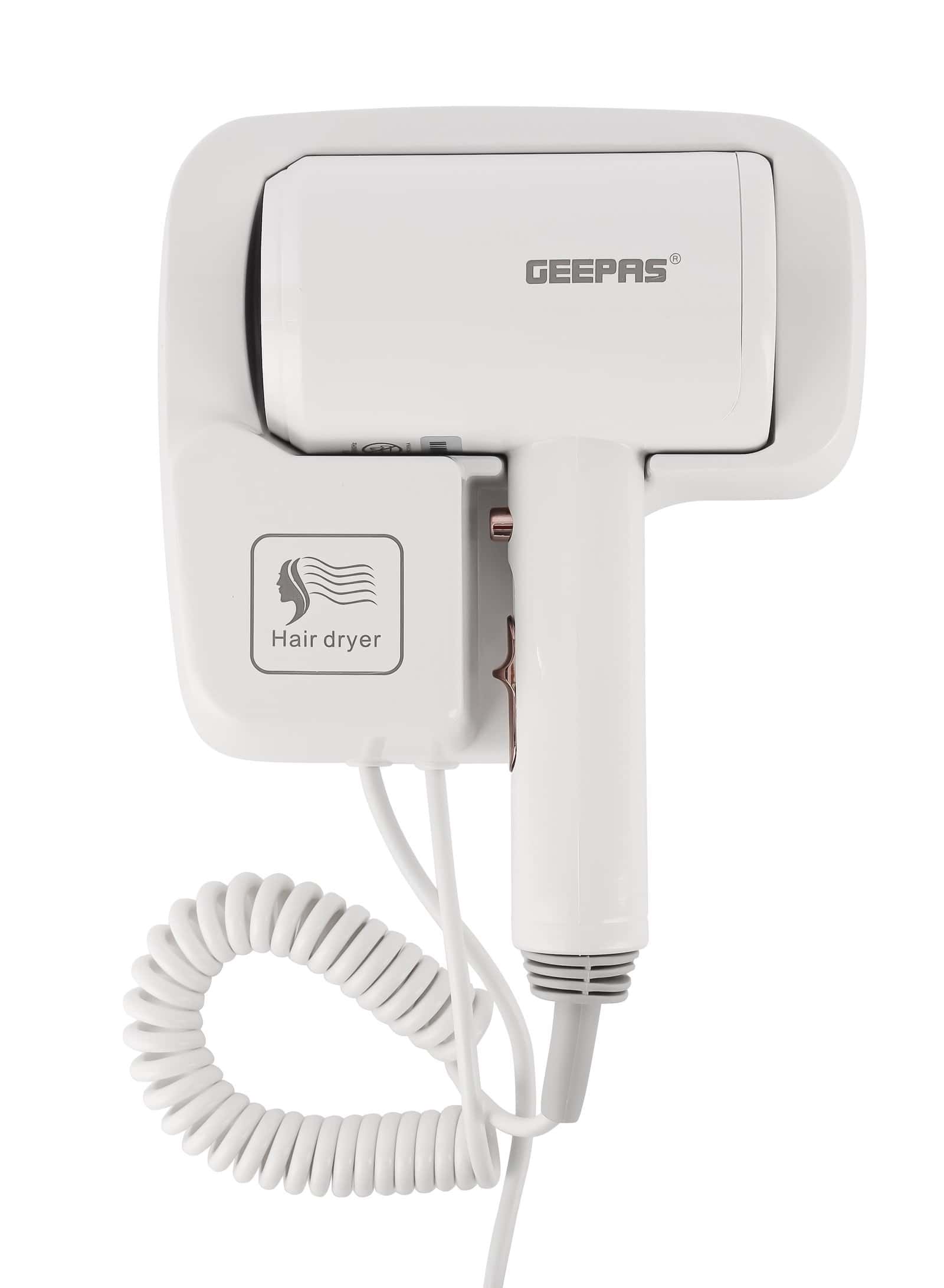 مجفف شعر للحمام للجنسين 1200 واط جيباس Geepas Wall Mounted Hair Dryer Hot & Cold Wind