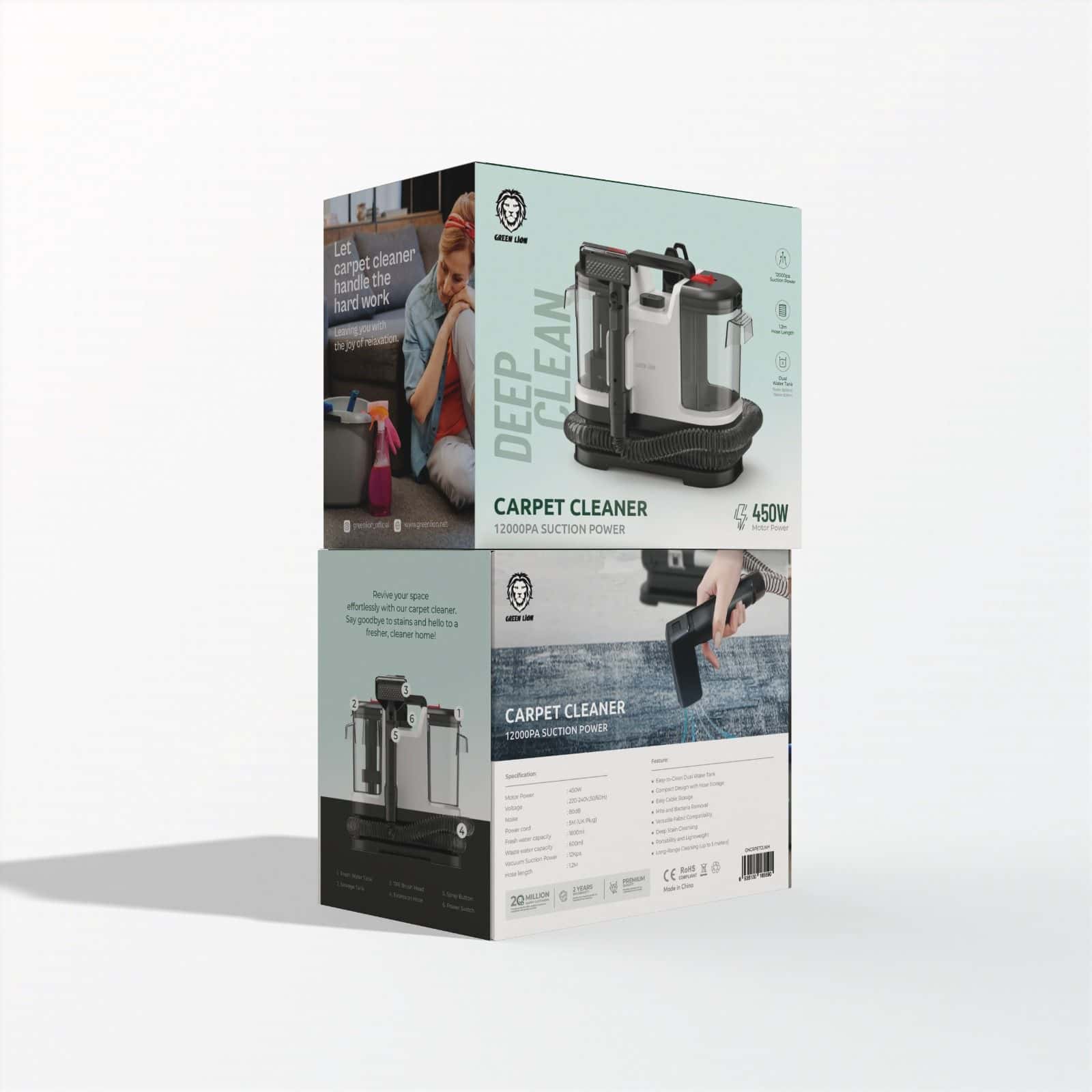 مكنسة غسيل السجاد والكنب جرين 450 واط 12000 باسكال Green Lion Capet Cleaner