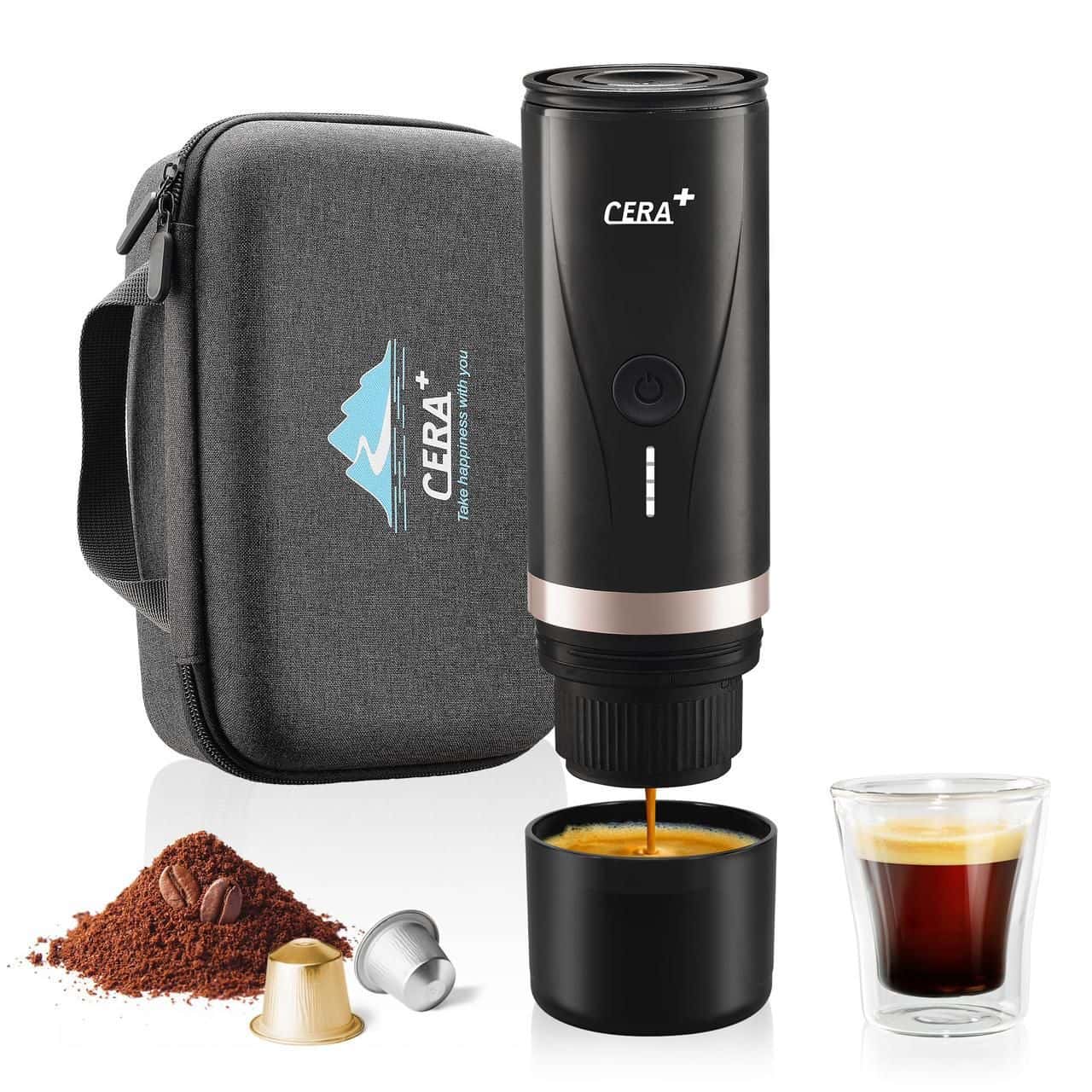 ماكينة اسبريسو كبسولات محمولة 20 بار 7500 مللي أمبير Cera+ Portable Espresso Machine