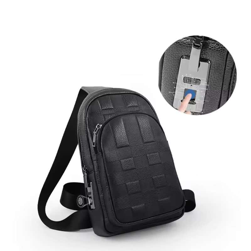 شنطة كتف رجالي جلد بالبصمة Anti theft Fingerprint Crossbody Bag