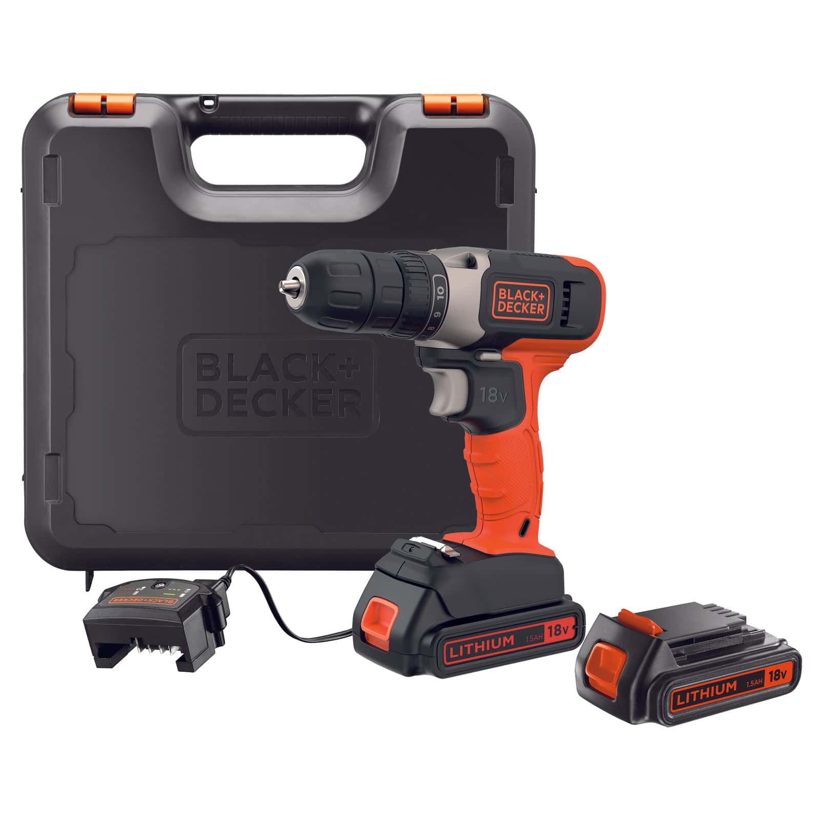 دريل كهربائي لا سلكي 600 دورة مع بطاريتين وقاعدة شحن بلاك اند ديكر Black+Decker Cordless Drill Driver With 2 Batteries And Charger In Kit Box