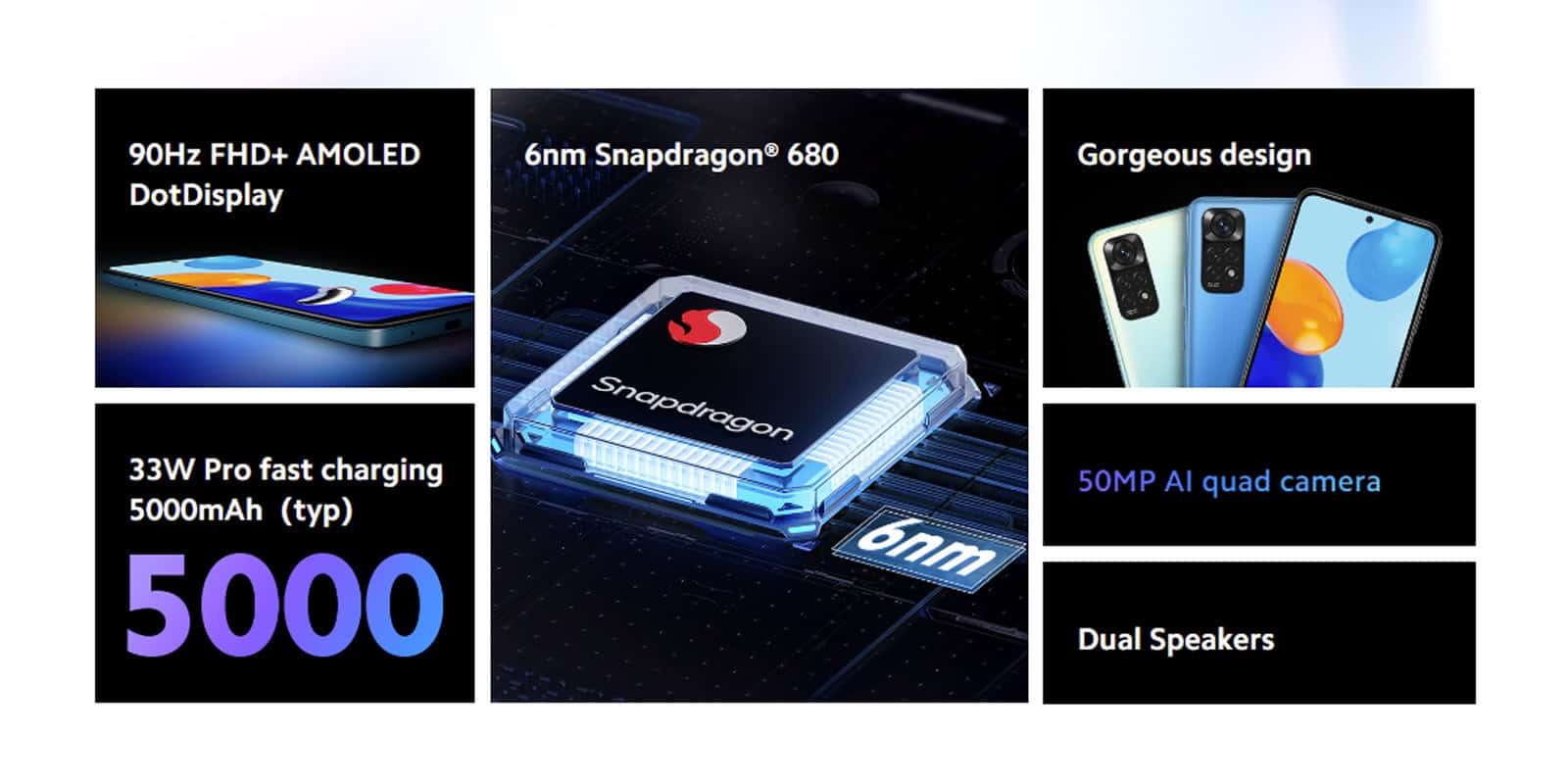 موبايل جوال شاومي ريدمي نوت 11 رام 6 جيجا 128 جيجا تخزين رمادي شاومي Xiaomi Redmi Note 11 Dual SIM