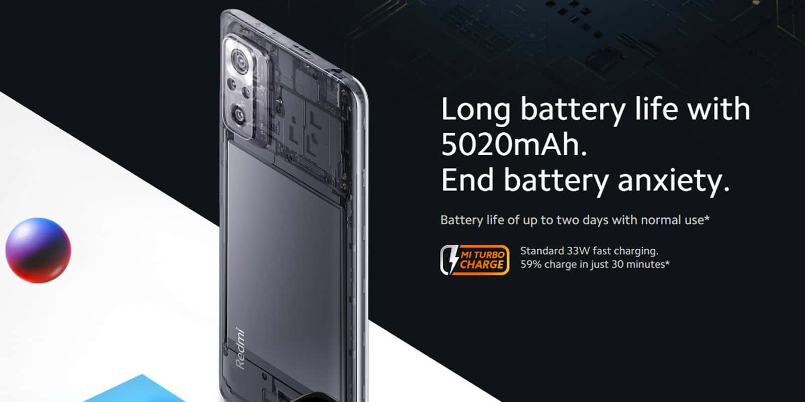 Xiaomi Redmi Note 10 Pro, 6.67" AMOLED Display, 6GB RAM, 128GB Storage, 33W Fast Charging, 108MP Camera, Snapdragon 732G, 5020mAh Battery, Glacier Blue