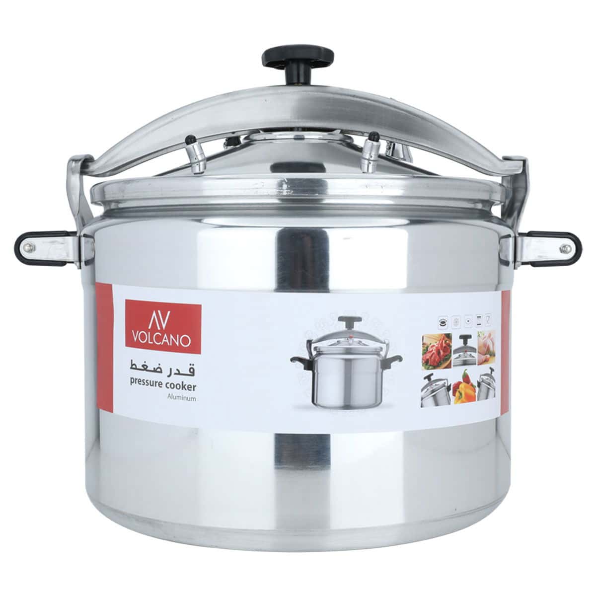قدر ضغط فولكانو مصنوع من الألمنيوم بسعة 50لتر من السيف غاليري Al Saif Gallery Volcano Silver Aluminum Pressure Cooker 50 Liter