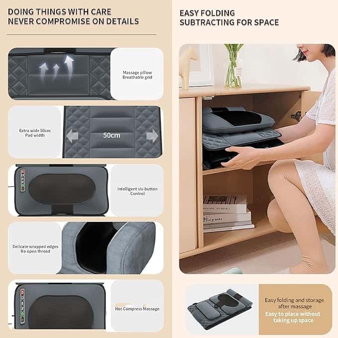 جهاز مساج للجسم كامل كهربائي مع 9 مستويات سرعة و 3 أوضاع توقيت Full Body Massage Mat with Heat