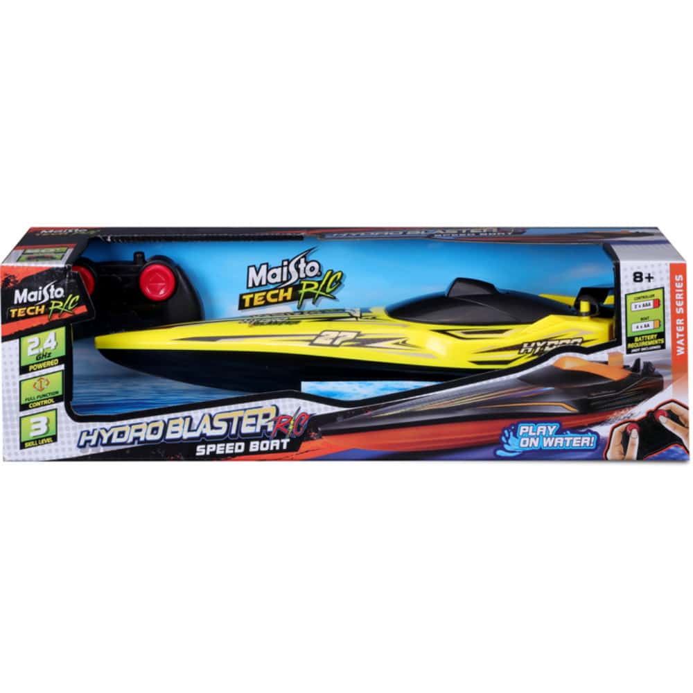 لعبة قارب ريموت كنترول للأطفال 2.4 جيجا هرتز أسود وأصفر مايستو تيك Maisto Tech Hydro Blaster Boat
