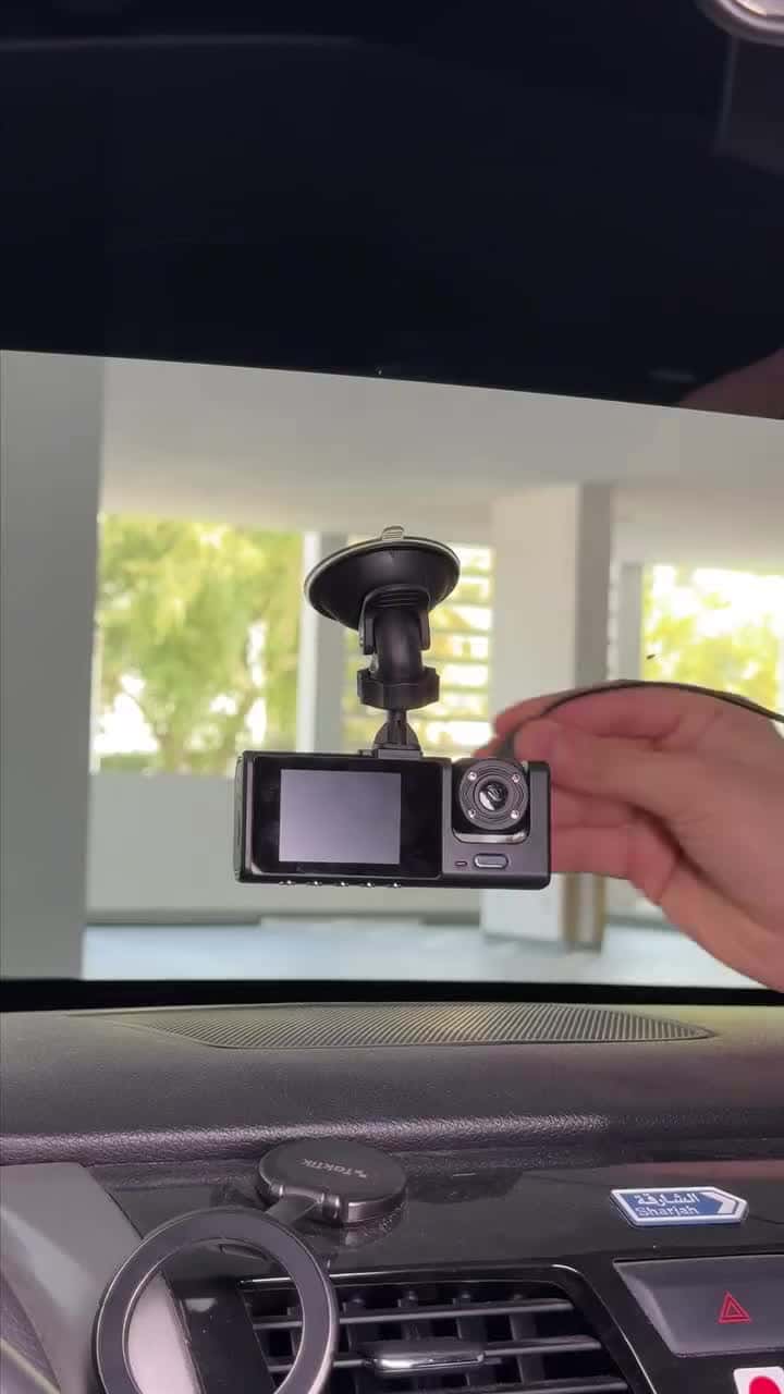 CRONY S11 Three-Camera 1920*1080 pushbutton dashcam 1080P DVR Dashcam Front Indoor and Rear View Camera Driving Recorder 2 Inch Screen Dash Cam Support Night Vision Loop Recording