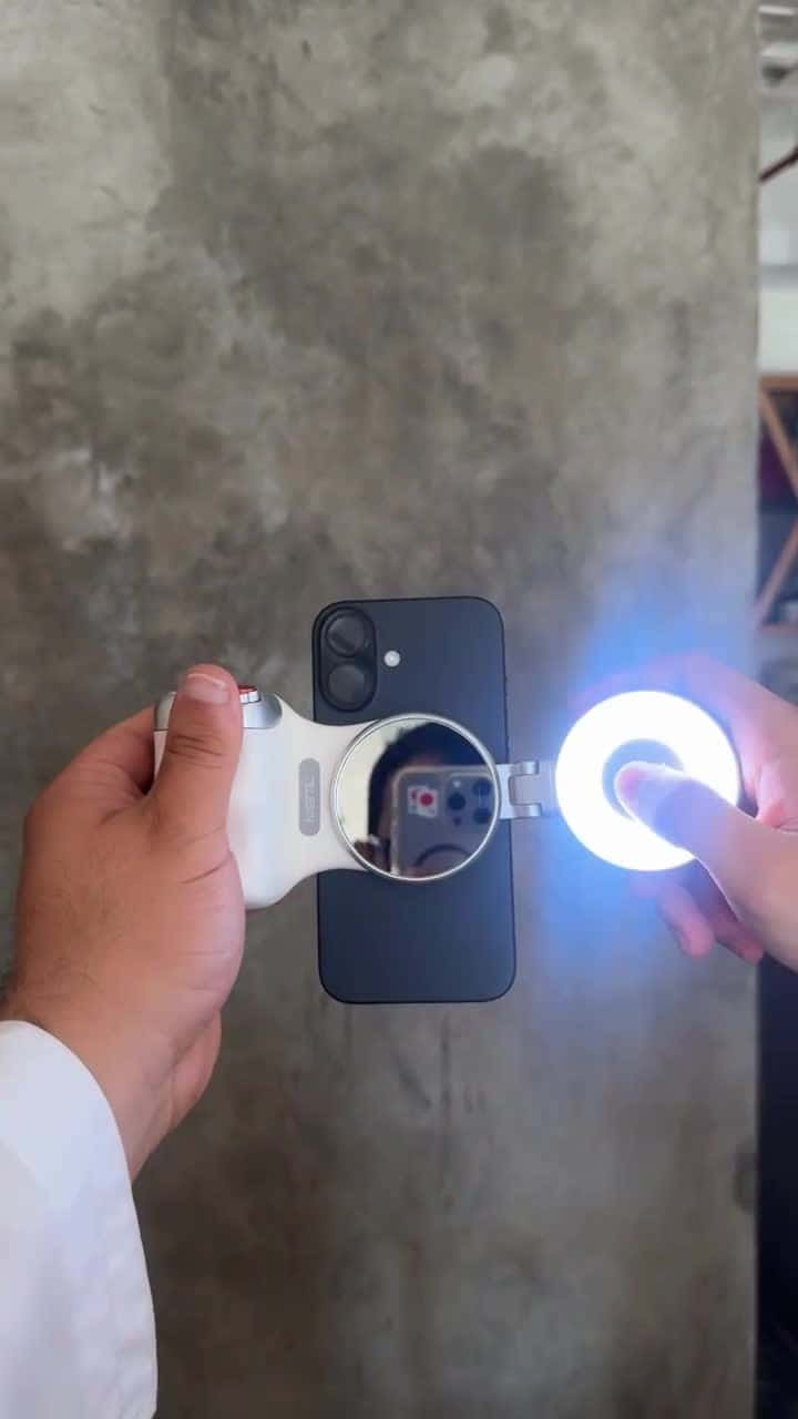 مسكة تصوير للجوال احترافية تيليسين مع اضاءة تصوير للجوال ليد مغناطيس رينج لايت Telesin Fun Shot Magnetic Grip And C03 Ring Light