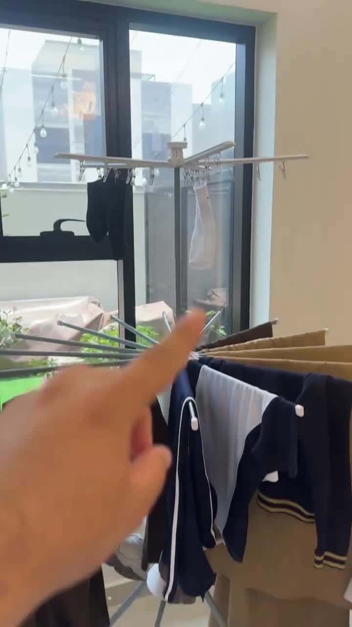 منشر غسيل ملابس قابل للطي مع حامل دوار 360 درجة Heavy Duty Folding Clothes Drying Rack