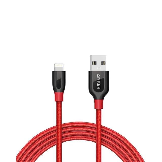 سلك ايفون من أنكر باورلاين+ لايتنينغ بطول 6 أقدام  أحمر Anker PowerLine+ Lightning Cable 6ft - Red (Offline)