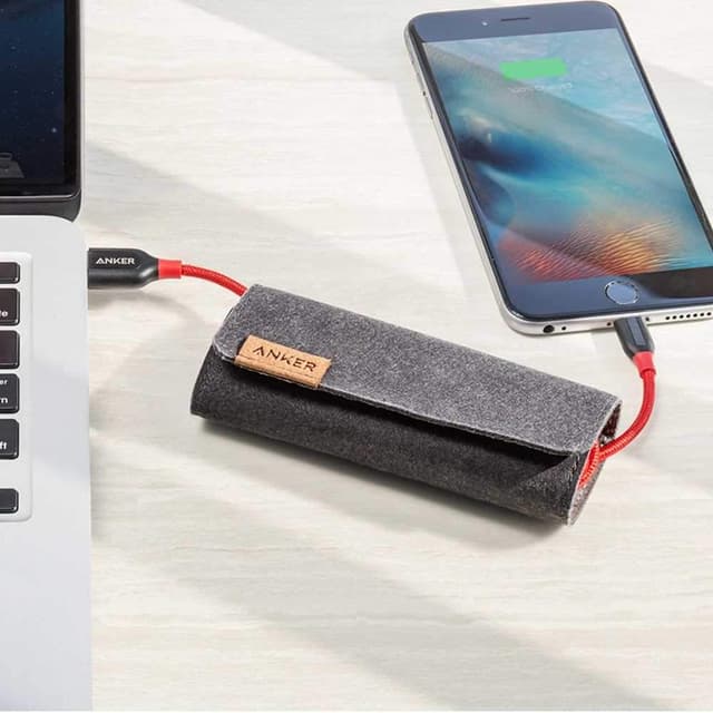 سلك ايفون من أنكر باورلاين+ لايتنينغ بطول 6 أقدام  أحمر Anker PowerLine+ Lightning Cable 6ft - Red (Offline)