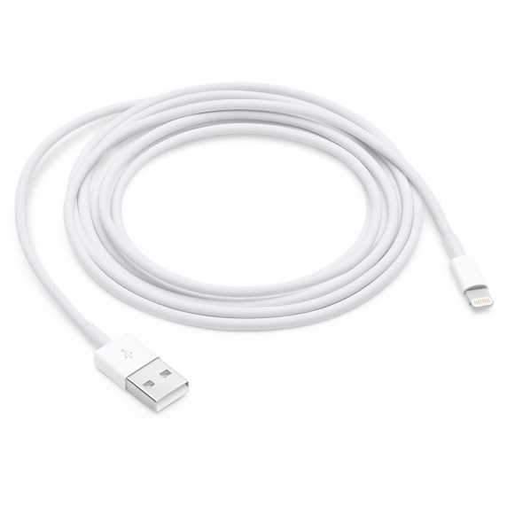 سلك شاحن ايفون اصلي 2 متر أبيض ابل Apple White 2M Lightning To USB Cable