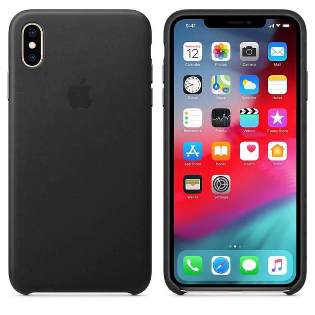apple iphone xs max leather case black