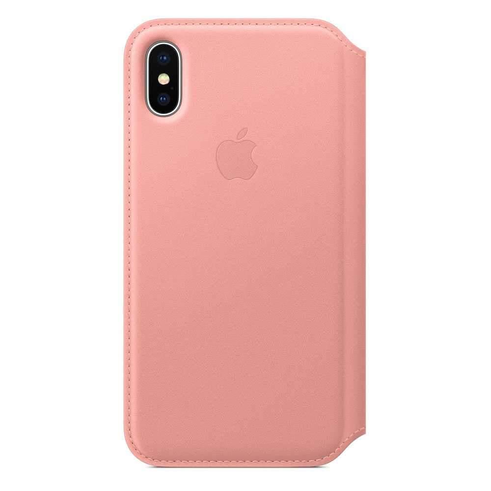 apple iphone x leather folio soft pink