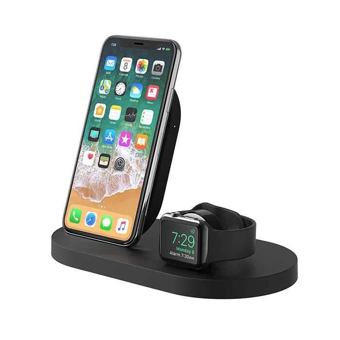 شاحن ساعة ابل لاسلكي 7.5 واط بيلكن Belkin 7.5W Wireless Charging Dock for iPhone & Apple Watch Black
