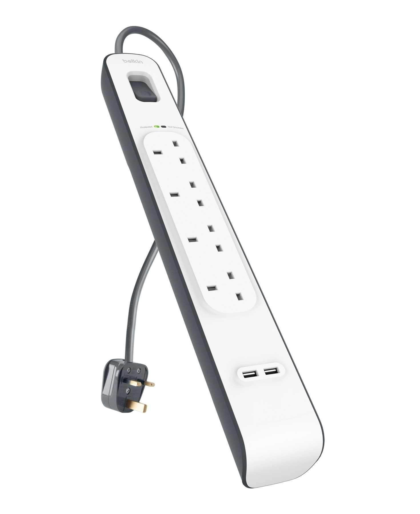 توصيلة كهرباء 4 منافذ معم منفذ USB C بيلكن Belkin Surge Plus Protector with USB C.Port / 4 Outputs