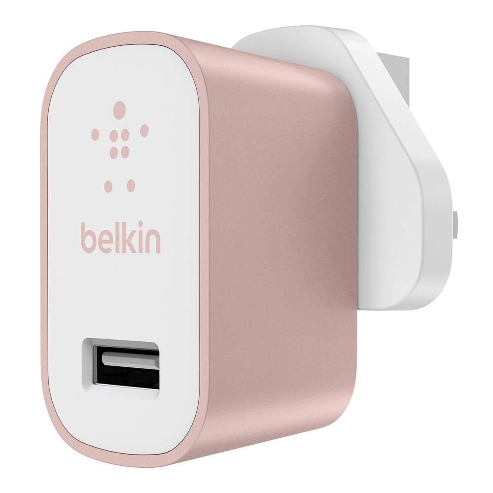 شاحن موبايل بمدخل USB-A لون ذهبي وردي BELKIN - MIXIT Metallic Home Charger - Rose Gold