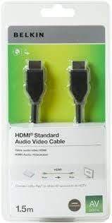 وصلة اتش دي ايفون 1.5 متر أسود بيكلين Belkin Black 1.5M Hdmi Audio Video Cable
