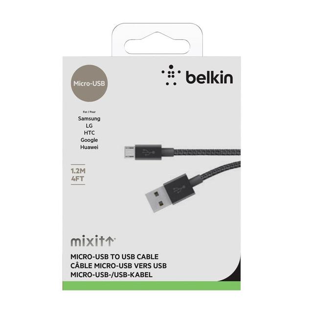وصلة شاحن (كيبل شحن) بمدخل USB-A و منفذ Micro-USB معدني BELKIN - Metallic Micro-USB to USB Cable - SW1hZ2U6MjU5OTY=