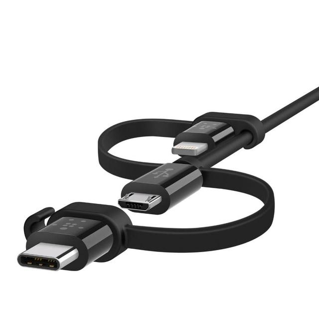 وصلة شحن (كيبل شحن) USB-A مع ثلاثة منافذ Lightning و Micro-USB و USB-C بطول 1.2 متر BELKIN - Universal Cable with Micro-USB USB-C and Lightning Connectors - SW1hZ2U6MjYwMzA=