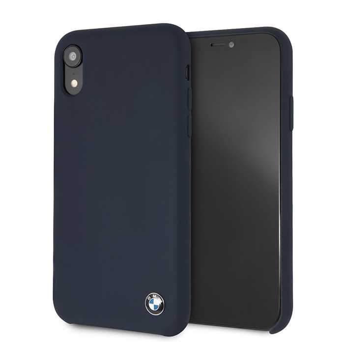 bmw real microfiber silicone case for iphone xr navy