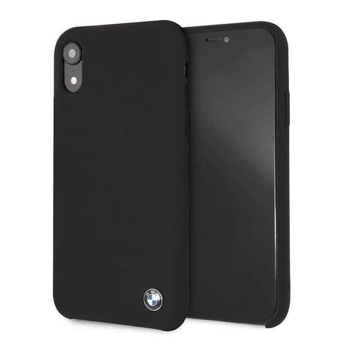 bmw real microfiber silicone case for iphone xr black