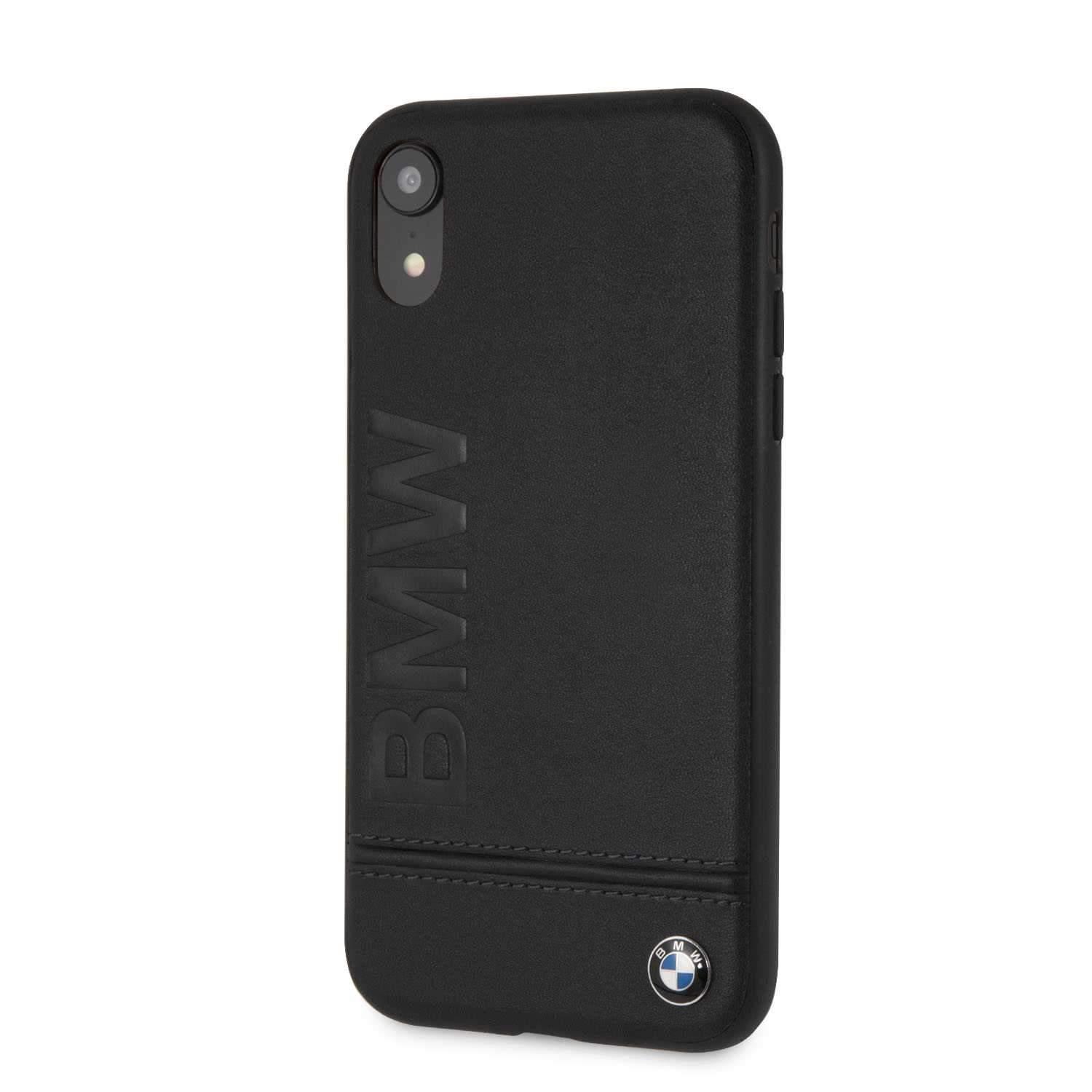 bmw genuine leather hard case with imprint logo for iphone xr black