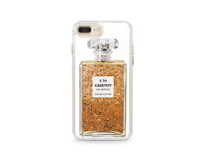 كفر ايفون 7/8 - شفاف CASETIFY - Channel Chrome Gold Glitter For iPhone 8/7 Plus