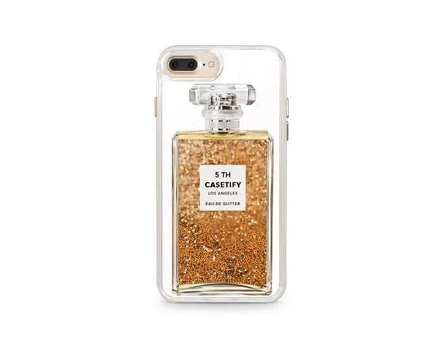 Casetify channel chrome gold glitter for iphone 8 7 plus