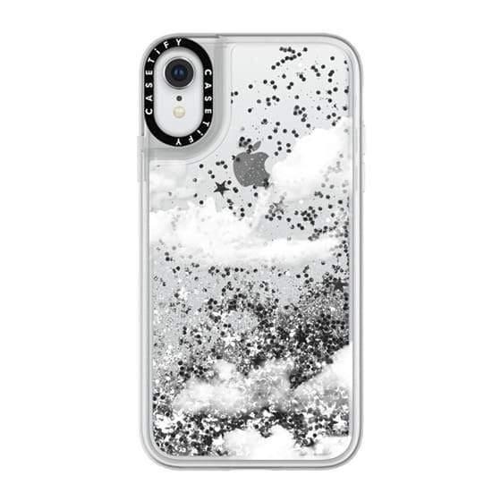 كفر ايفون XR - أبيض و رمادي CASETIFY Glitter Case Silver Clouds for iPhone XR