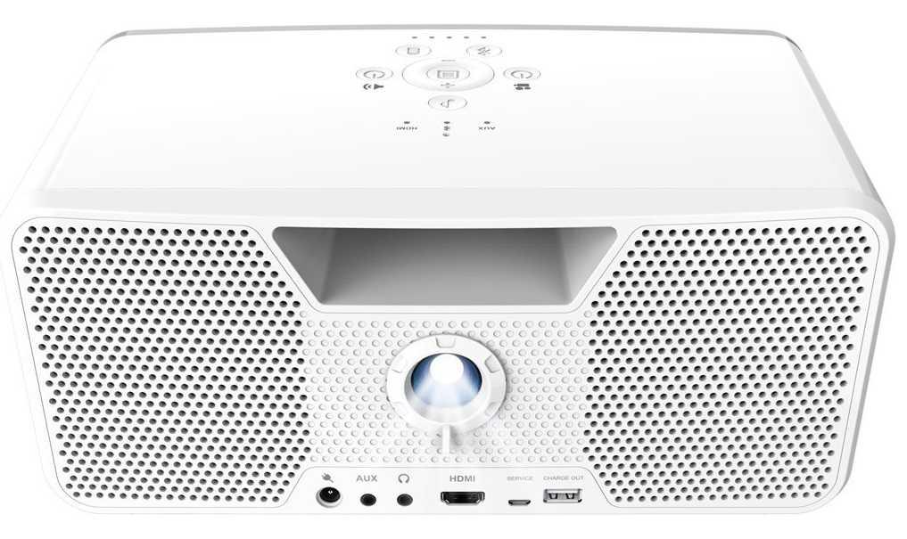 dashbon flicks 140 cordless boombox projector