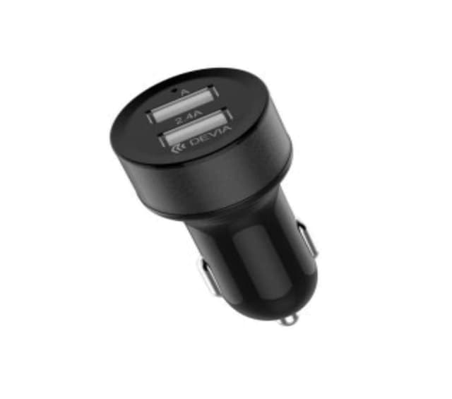 شاحن سيارة ذكي منفذين يو اس بي لاجهزة اندرويد من ديفيا لون أسود Devia Smart Dual USB Car Charger Suit for Android 