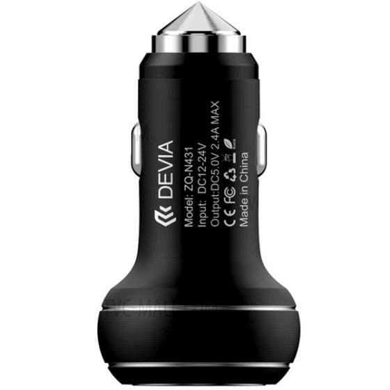 شاحن سيارة ذكي منفذين يو اس بي لاجهزة اندرويد من ديفيا لون أسود Devia Smart Dual USB Car Charger Suit for Android 