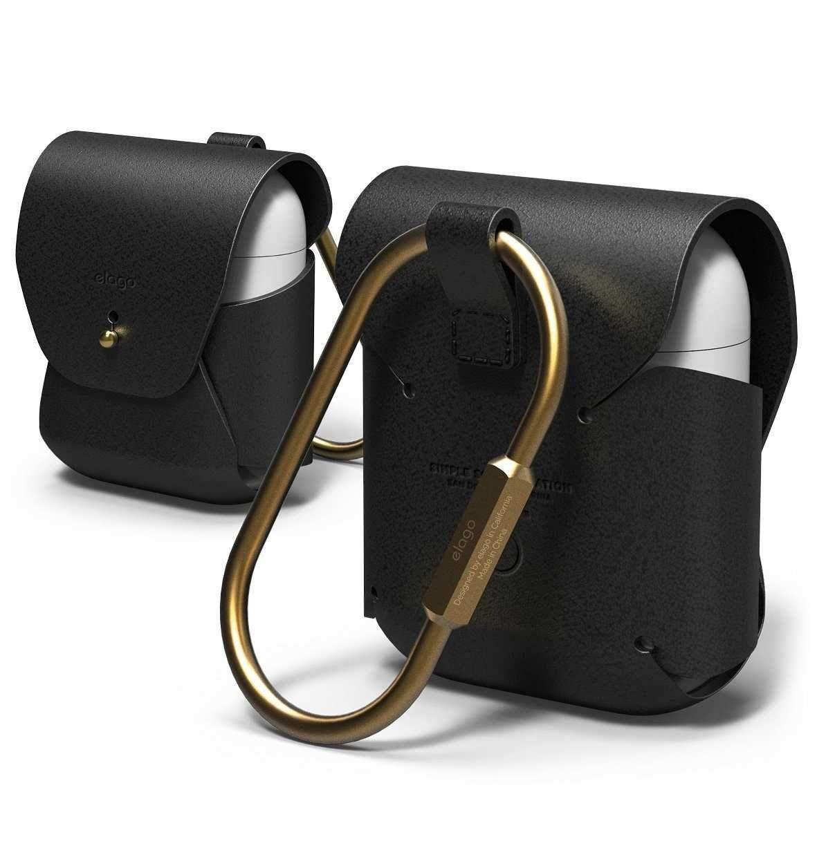 elago airpods genuine leather case black