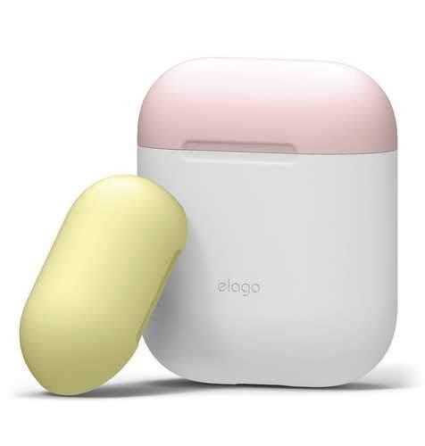 elago duo case for airpods body white top pinkyellow