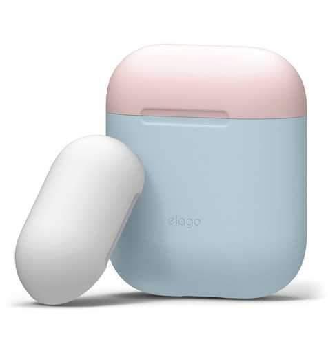 elago duo case for airpods body pastel blue top pinkwhite
