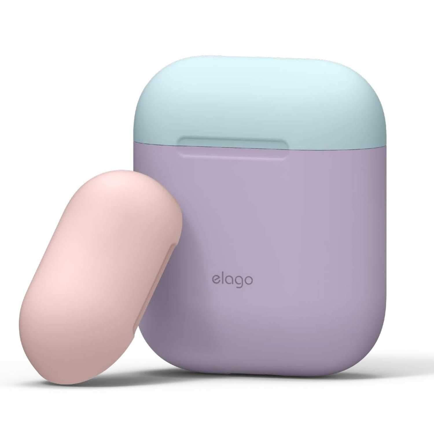 elago duo case for airpods body lavender top pinkpastel blue